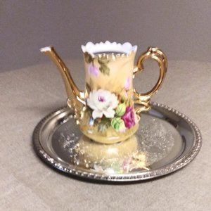 Lefton Brown Heritage Rose Coffee Pot